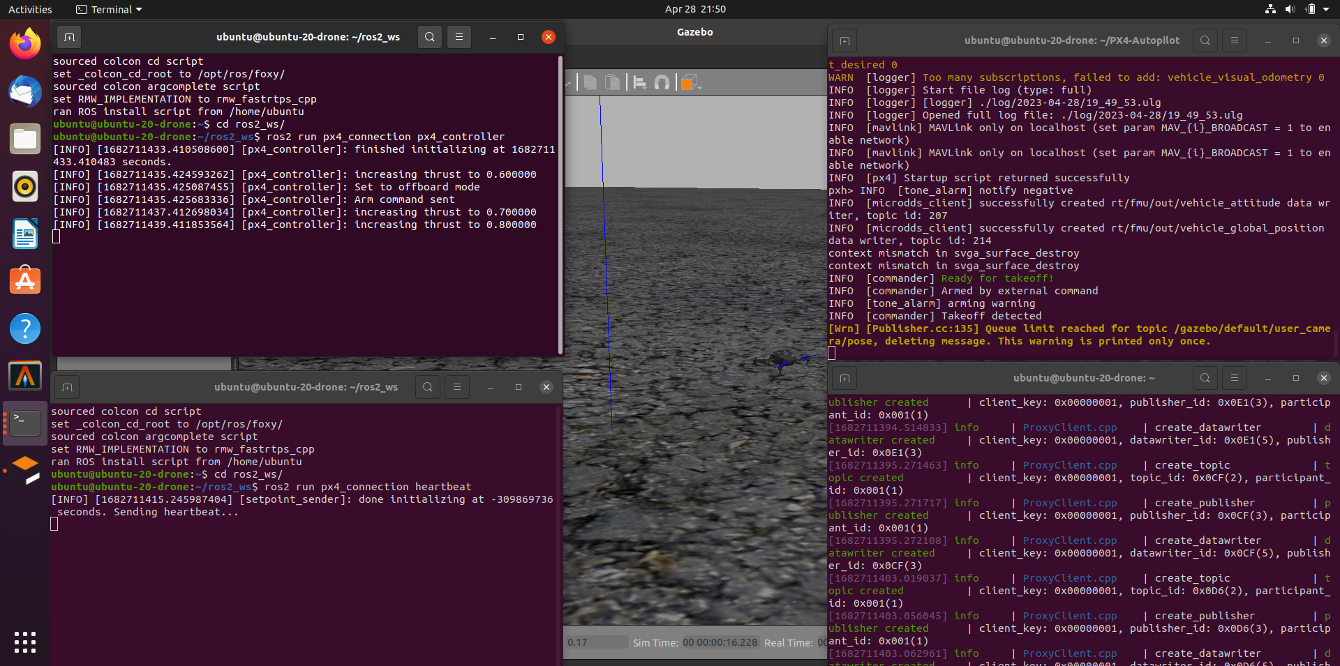 PX4 simulation running on Ubuntu 20.04 VM